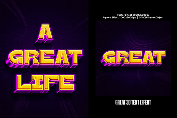 Great 3D Square And Poster Text Effect