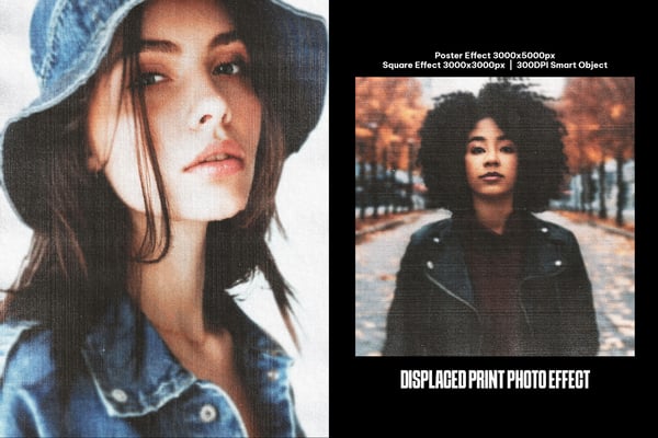 Displaced Print Square And Poster Photo Effect