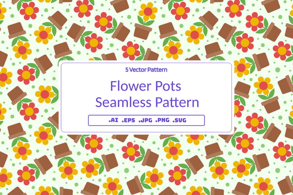 Flower Pots Seamless Pattern