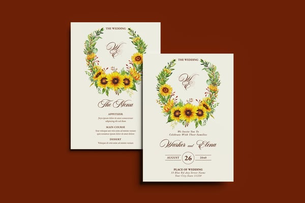 Sunflowers Wedding Invitation Template