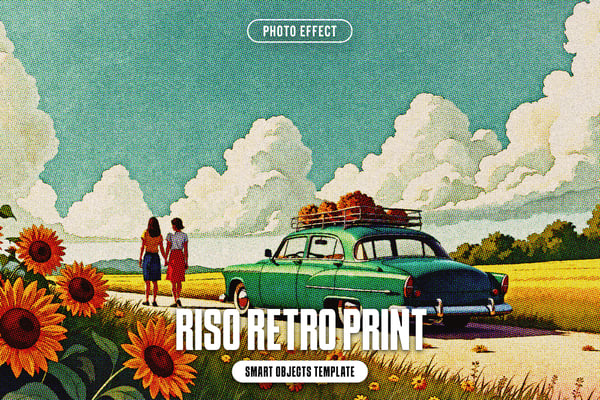 Riso Retro Print Photo Effect