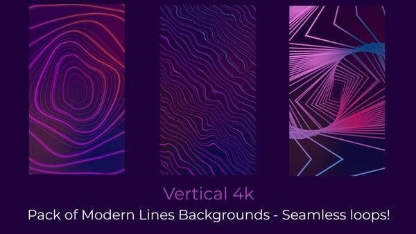 Vertical Neon Lines & Shapes Backgrounds - Seamless Loops