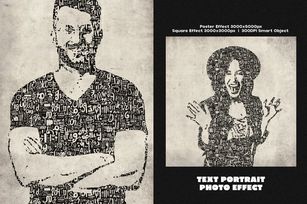 Text Portrait Square And Poster Photo Effect