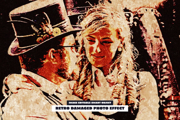 Retro Damaged Poster Photo Effect