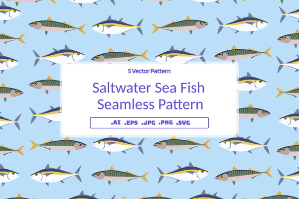 Saltwater Sea Fish Seamless Pattern