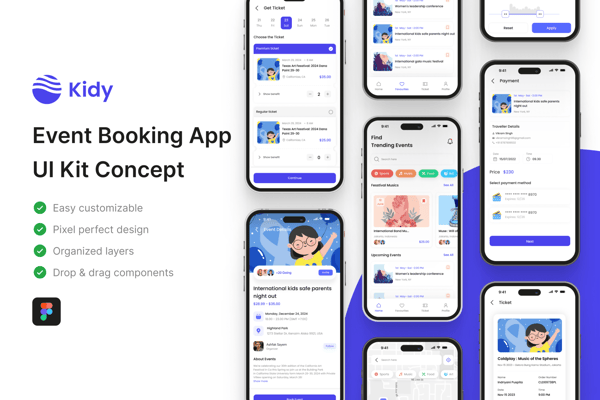 Kidy - Event Booking  App UI Kit