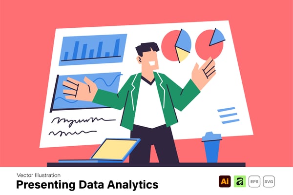 Free Vector Illustration - Businessman Presenting Data Analytics