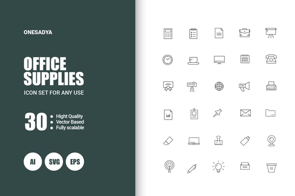 Office Supplies Icon – Clean & Modern Office Essentials