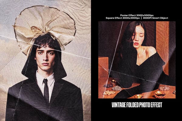 Vintage Folded Square And Poster Photo Effect