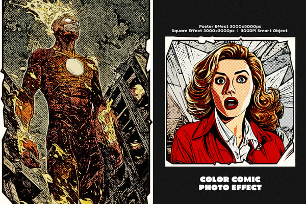 Color Comic Square And Poster Photo Effect
