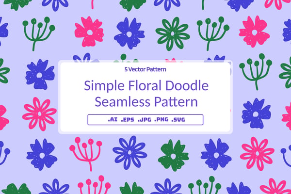 Simple Floral Doodle Seamless Pattern