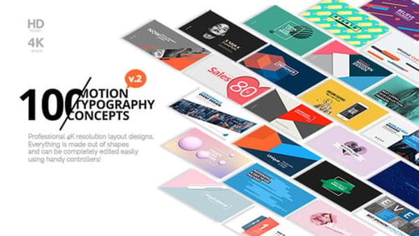 100 Motion Typography Concepts — Editable 4K Shape-Based Titles