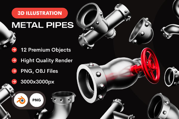 Free Pipes Pack 3D Illustration