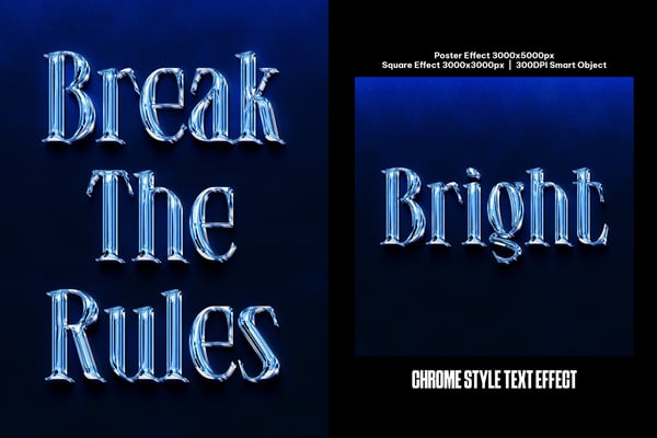 Chrome Style Square And Poster Text Effect
