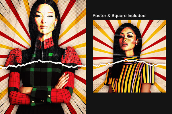 Pop Art Style Square And Poster Photo Effect
