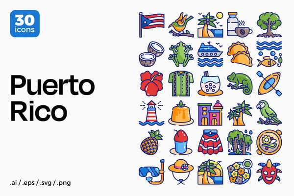 Puerto Rico Icon Set