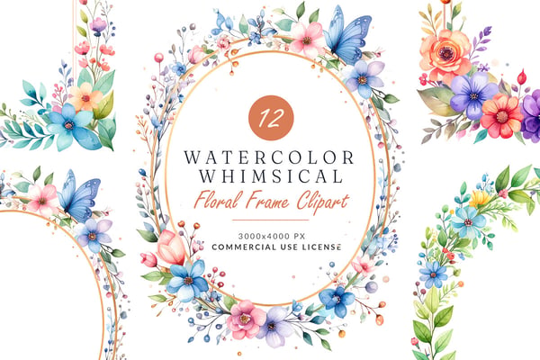 12 Whimsical Watercolor Frames