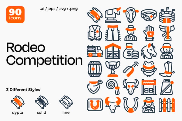 Rodeo Competition Icon Set