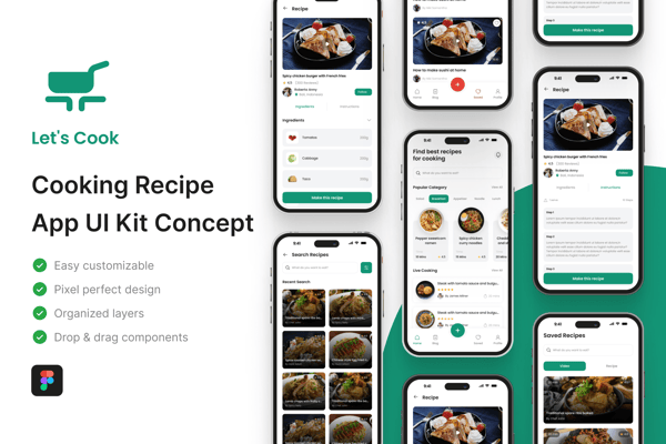 Lets Cook - Cooking Recipe App UI Kit
