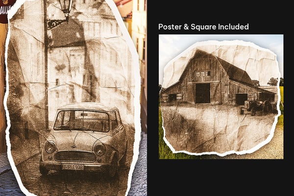 Retro Sepia Square And Poster Photo Effect