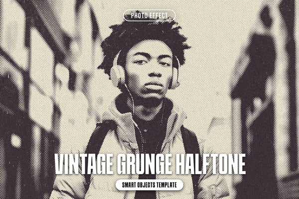 Vintage Grunge Halftone Photo Effect