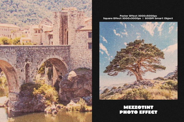 Mezzotint Square And Poster Photo Effect