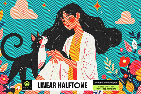 Linear Halftone Photo Effect