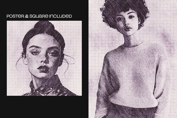 Pen Art Square And Poster Photo Effect