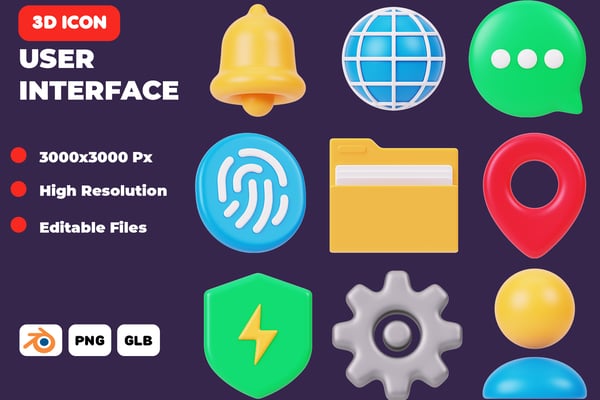  User Interface Essential 3D Icon Pack