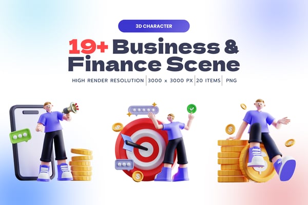 Business & Finance Scene 3D Illustrations