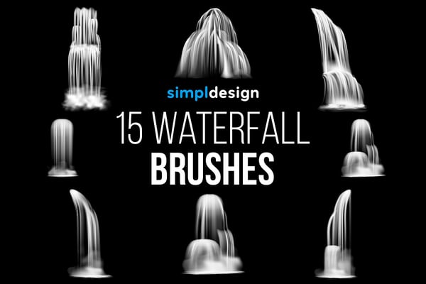 15 Waterfall Photoshop Brushes