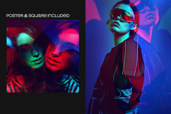 RGB Double Exposure Square And Poster Photo Effect