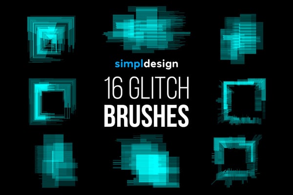 16 Glitch Photoshop Brushes