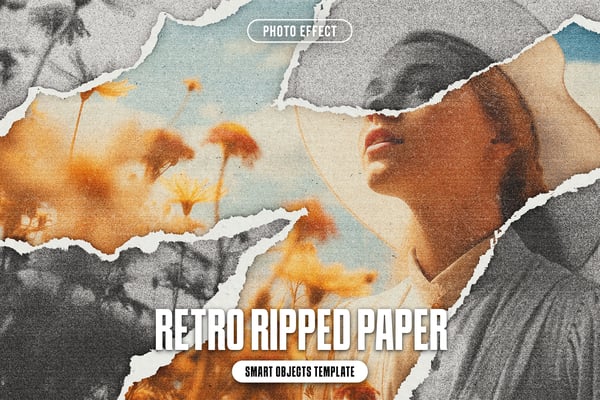 Retro Ripped Paper Photo Effect