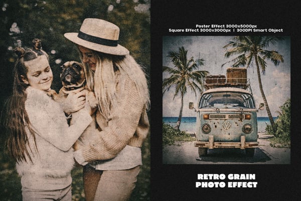 Retro Grain Square And Poster Photo Effect