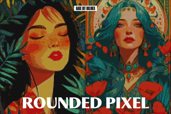 Rounded Pixel Square And Poster Photo Effect