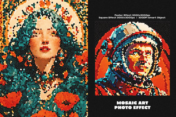 Mosaic Art Square And Poster Photo Effect