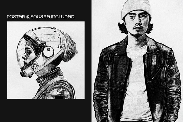 Pencil Sketch Square And Poster Photo Effect