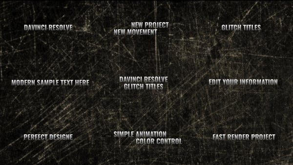 Minimal Glitch Titles of Davinci Resolve.