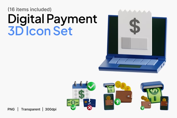 Digital Payment 3D Icon Set