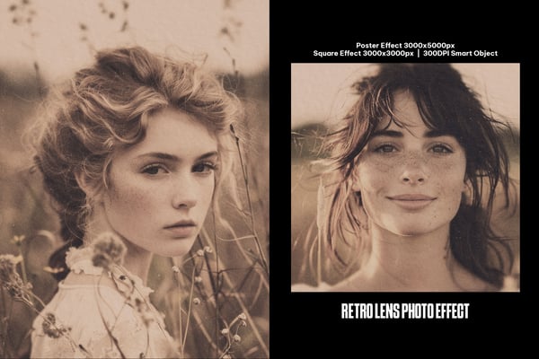 Retro Lens Square And Poster Photo Effect