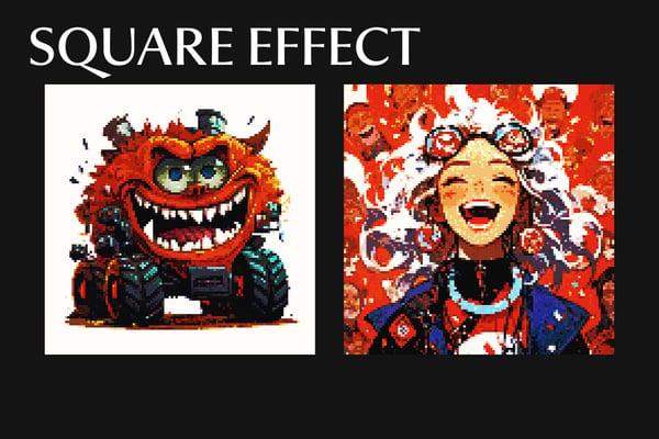 Color Pixelate Square And Poster Photo Effect