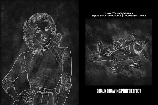 Chalk Drawing Square And Poster Photo Effect
