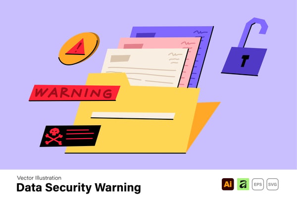 Free Vector Illustration - Unlocked Security Folder & Threat Alert