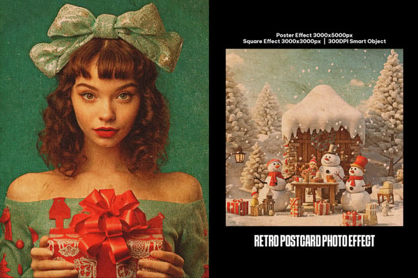 Retro Postcard Square And Poster Photo Effect
