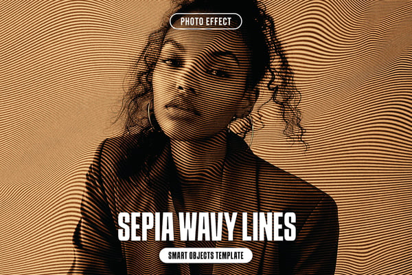 Sepia Wavy Lines Photo Effect