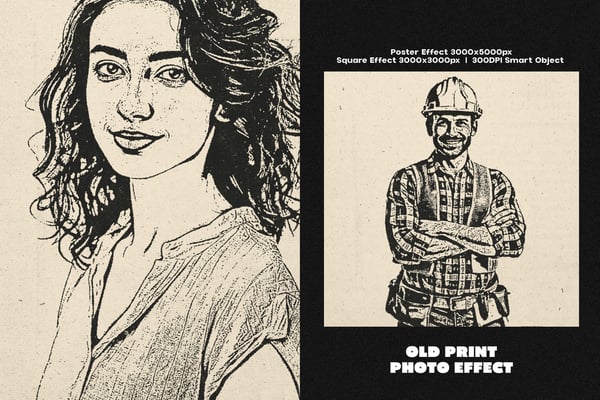 Old Print Square And Poster Photo Effect