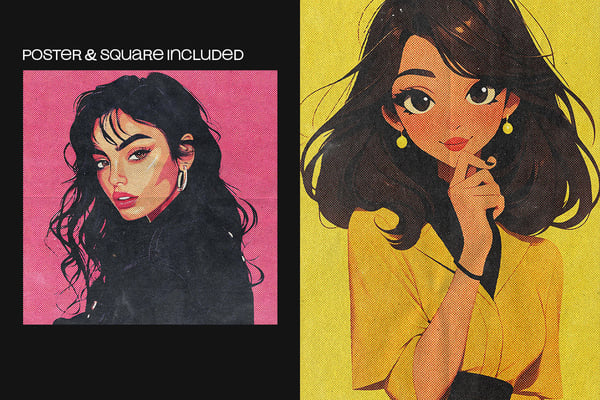 Halftone Paper Square And Poster Photo Effect