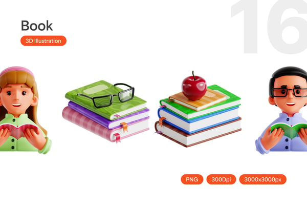 Book 3D Icon Set