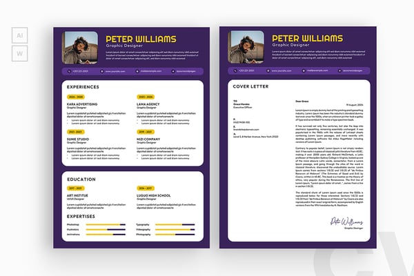 Purple Colorful Modern Style Resume CV